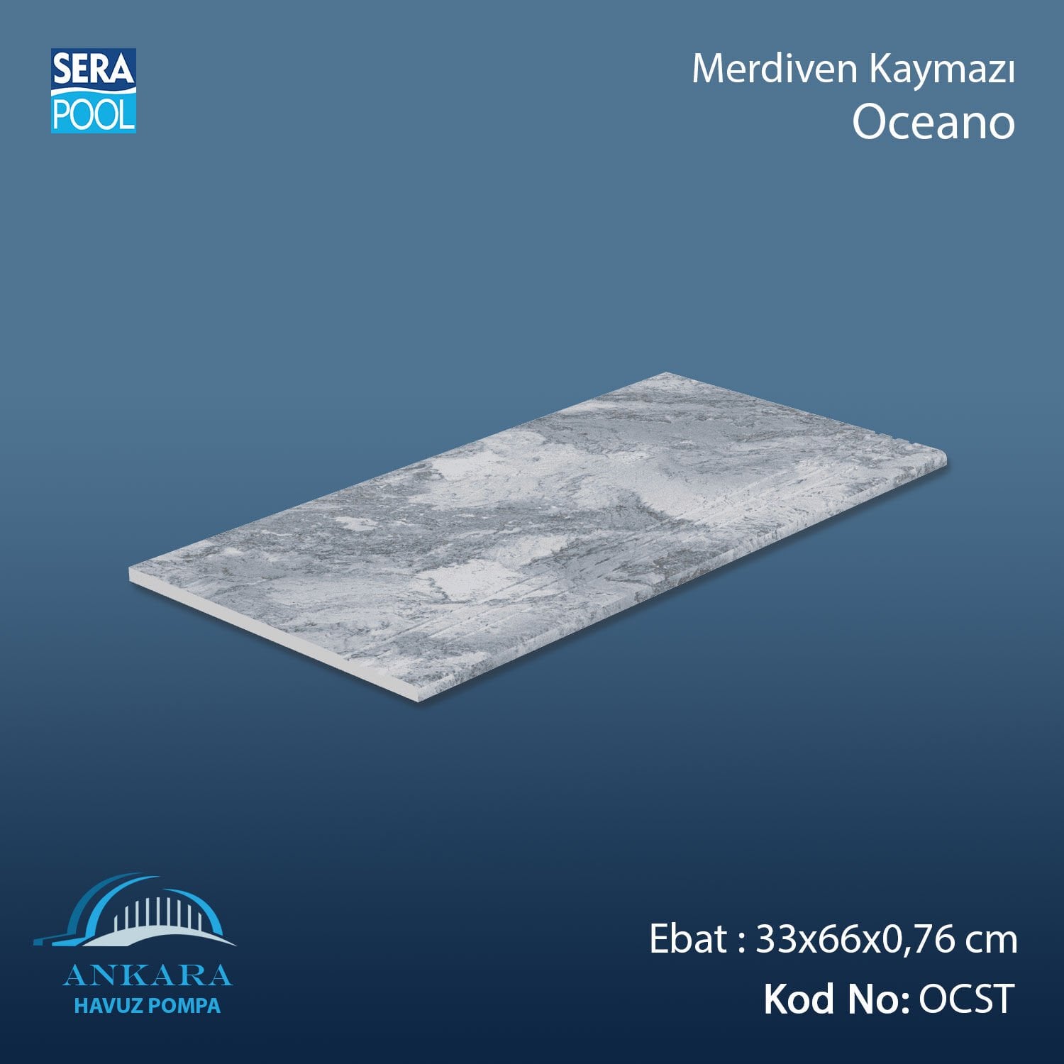 Oceano 33x66x0,76 cm Merdiven Kaymazı