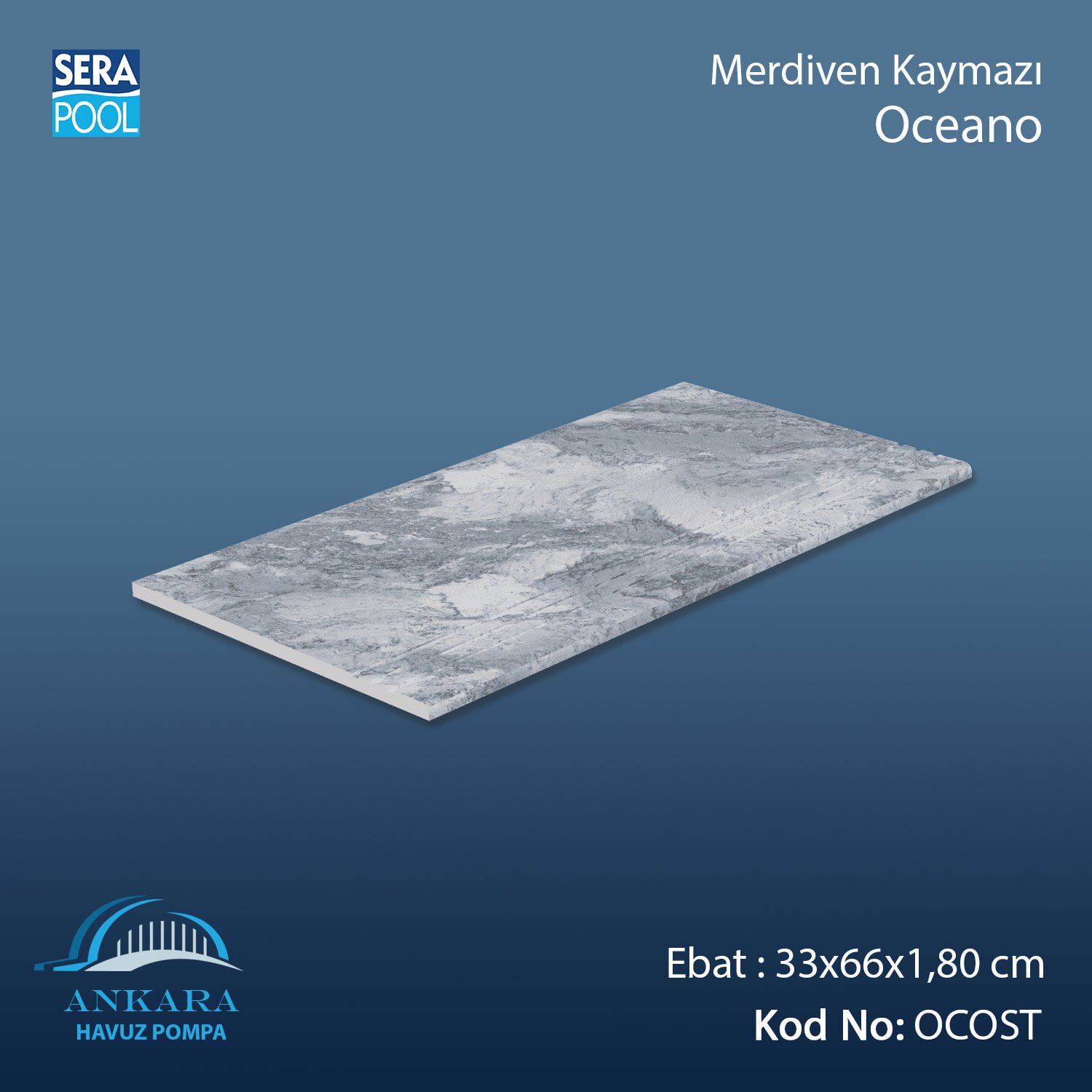 Oceano 33x66x1,80 cm Merdiven Kaymazı