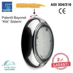MİDİ-Clicker Havuz Sualtı Lambası, Kovansız, RGB Renkli - 72 LED RGB - Kendinden Entegreli - 8 W