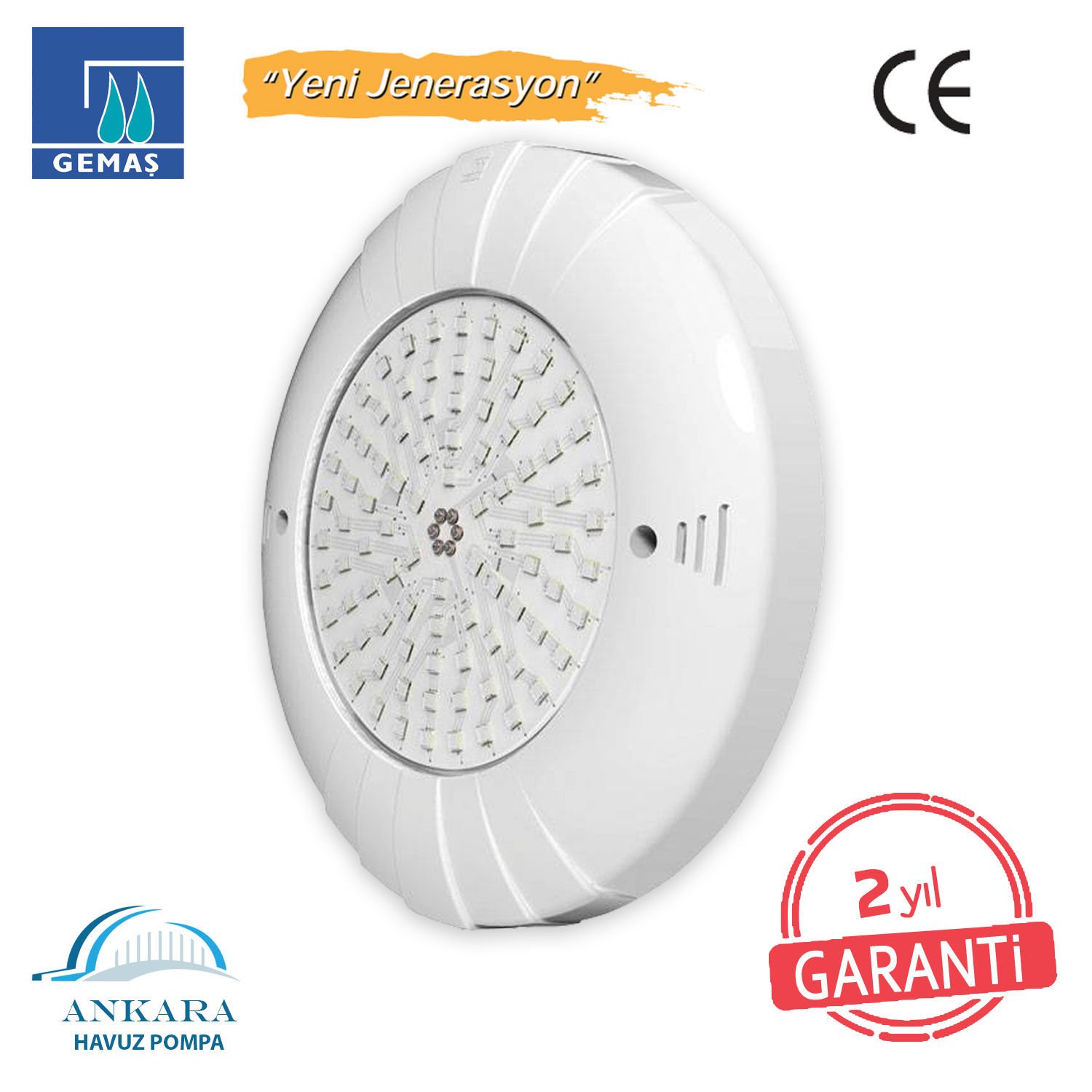 SlimLED Havuz Sualtı Lambası, Kovansız, Reçine Dolgulu, RGB Renkli - 90 LED RGB - Beyaz, 36 W-Merkezi Entegreli