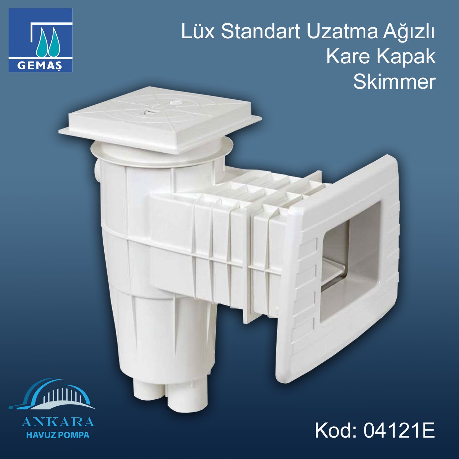 Lüx Standart Uzatma Ağızlı (+10 cm) Skimmerler - Lüks Standart Uzatma Ağızlı Kare Kapak Skimmer - Beton