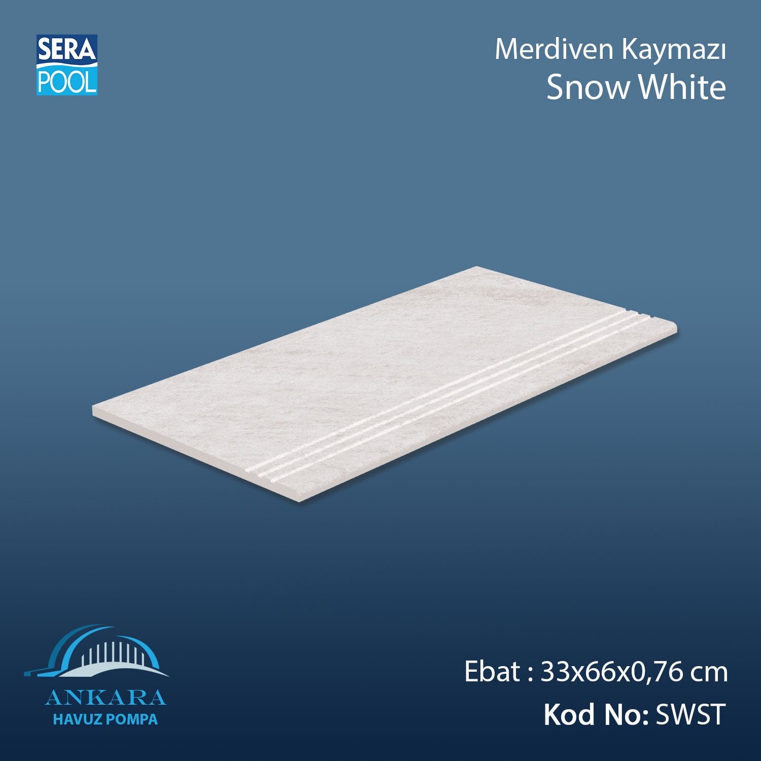 Snow White 33x66x0,76 cm Merdiven Kaymazı