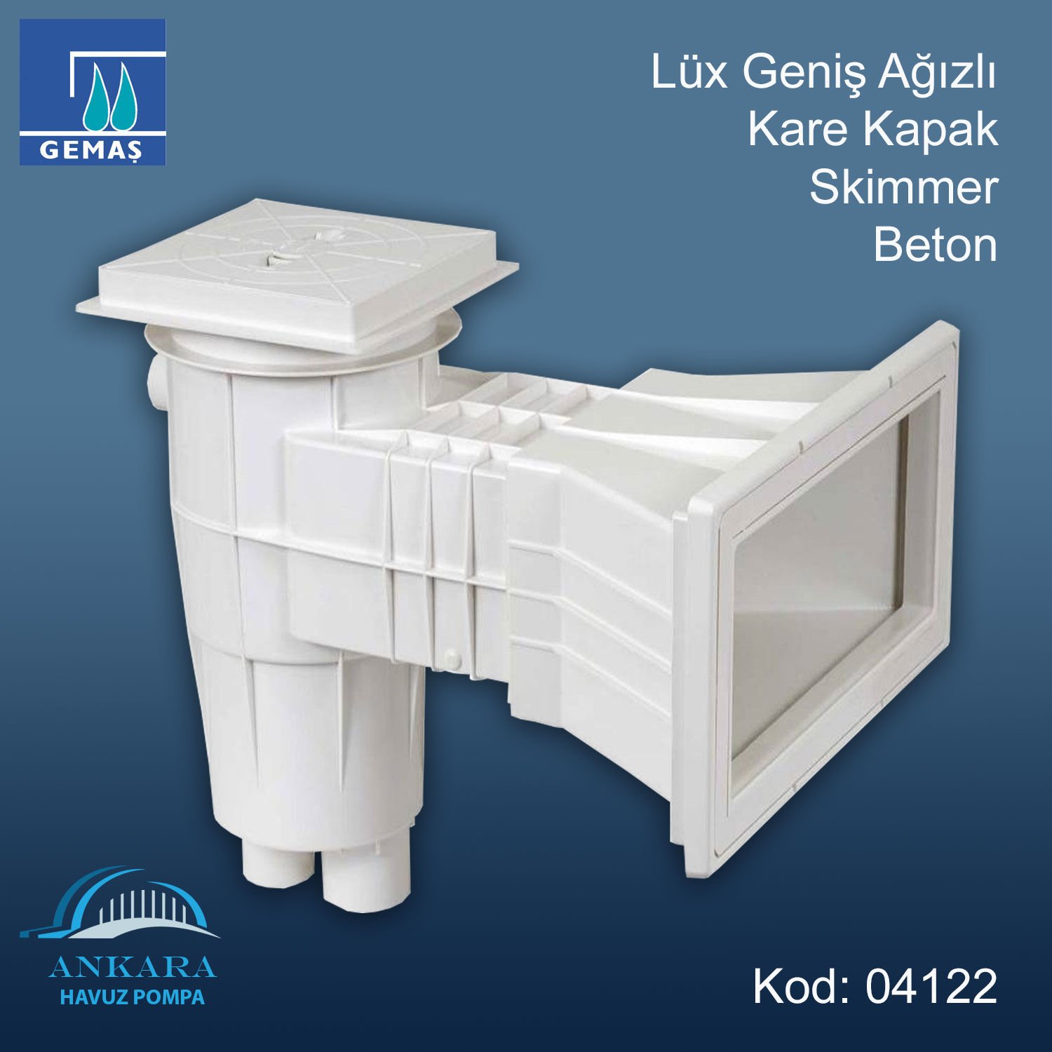 Lüx Geniş Ağızlı Skimmerler - Lüks Geniş Ağızlı Kare Kapak Skimmer - Beton
