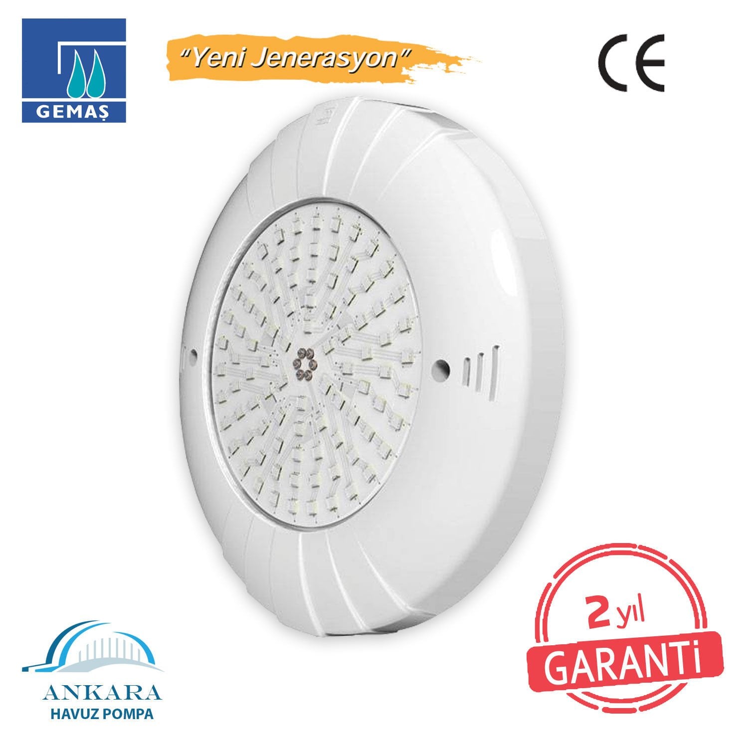 SlimLED Havuz Sualtı Lambası, Kovansız, Reçine Dolgulu, RGB Renkli - 90 LED RGB, Beyaz, 36 W - Kendinden Entegreli