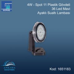 4W - Spot 11 Plastik Gövdeli 36 Led Mavi Ayaklı Sualtı Lambası