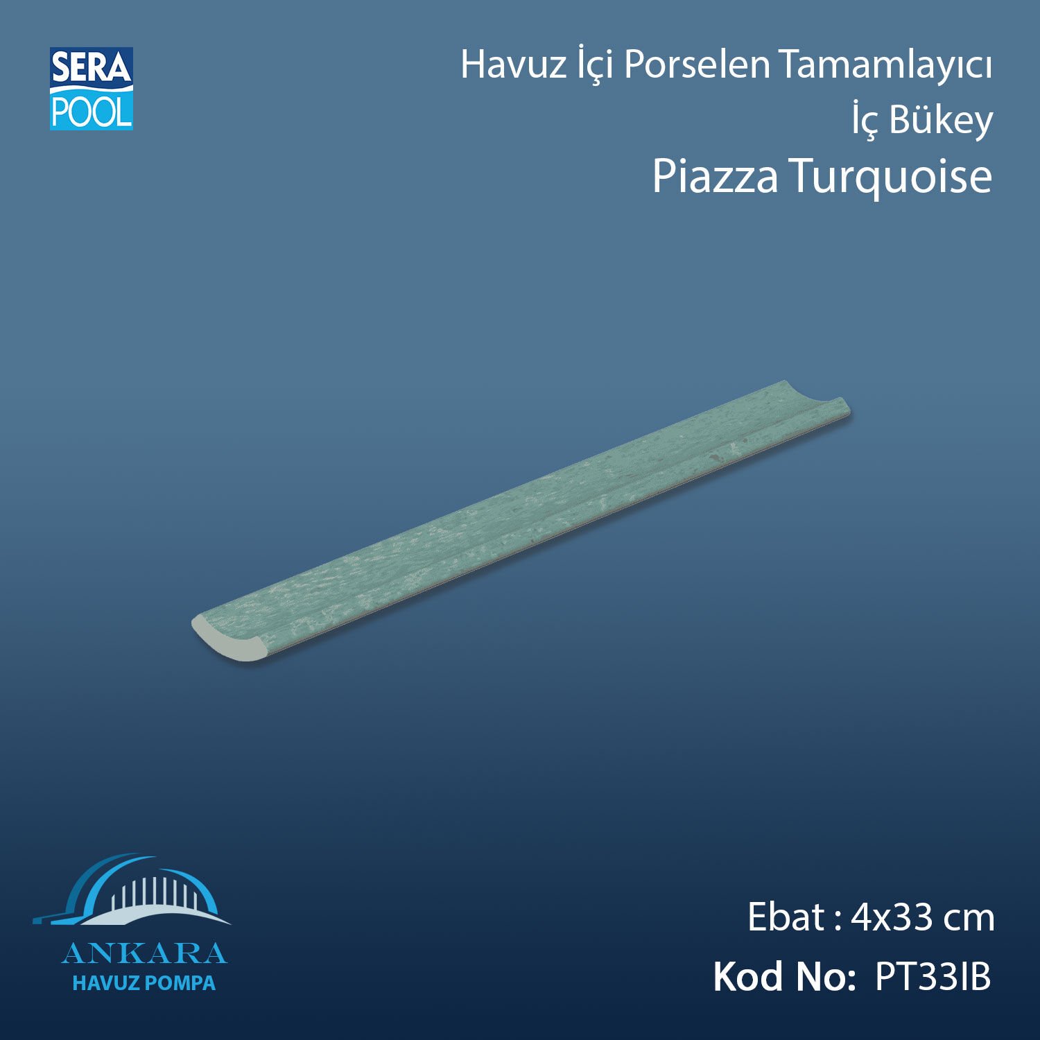 Piazza Turquoise 4x33 cm İç Bükey