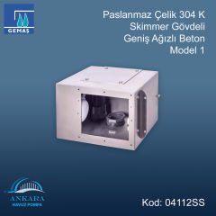Paslanmaz Çelik Skimmer Gövdeli - Model 1 - Skimmer Paslanmaz Çelik Geniş Ağızlı Beton 304K