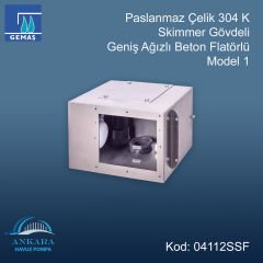 Paslanmaz Çelik Skimmer Gövdeli - Model 1 - Skimmer Paslanmaz Çelik Geniş  Ağızlı Beton Flatörlü 304K