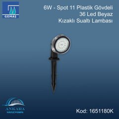 6W - Spot 11 Plastik Gövdeli 36 Led Beyaz Kızaklı Sualtı Lambası