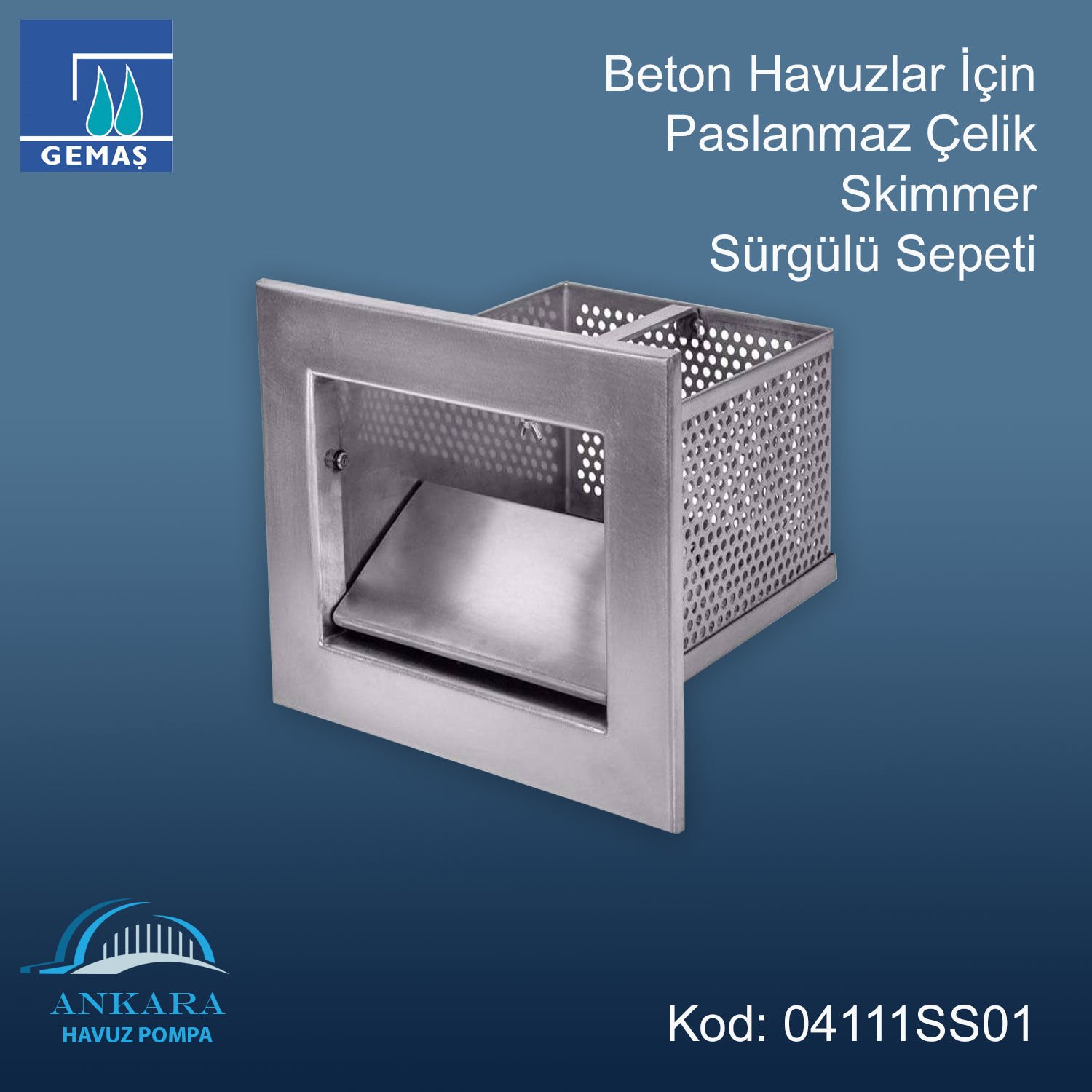 AISI 304 Kalite Paslanmaz Çelikten Mamul Skimmer Sürgülü Sepeti - Skimmer Sürgülü Sepeti Paslanmaz Çelik 304