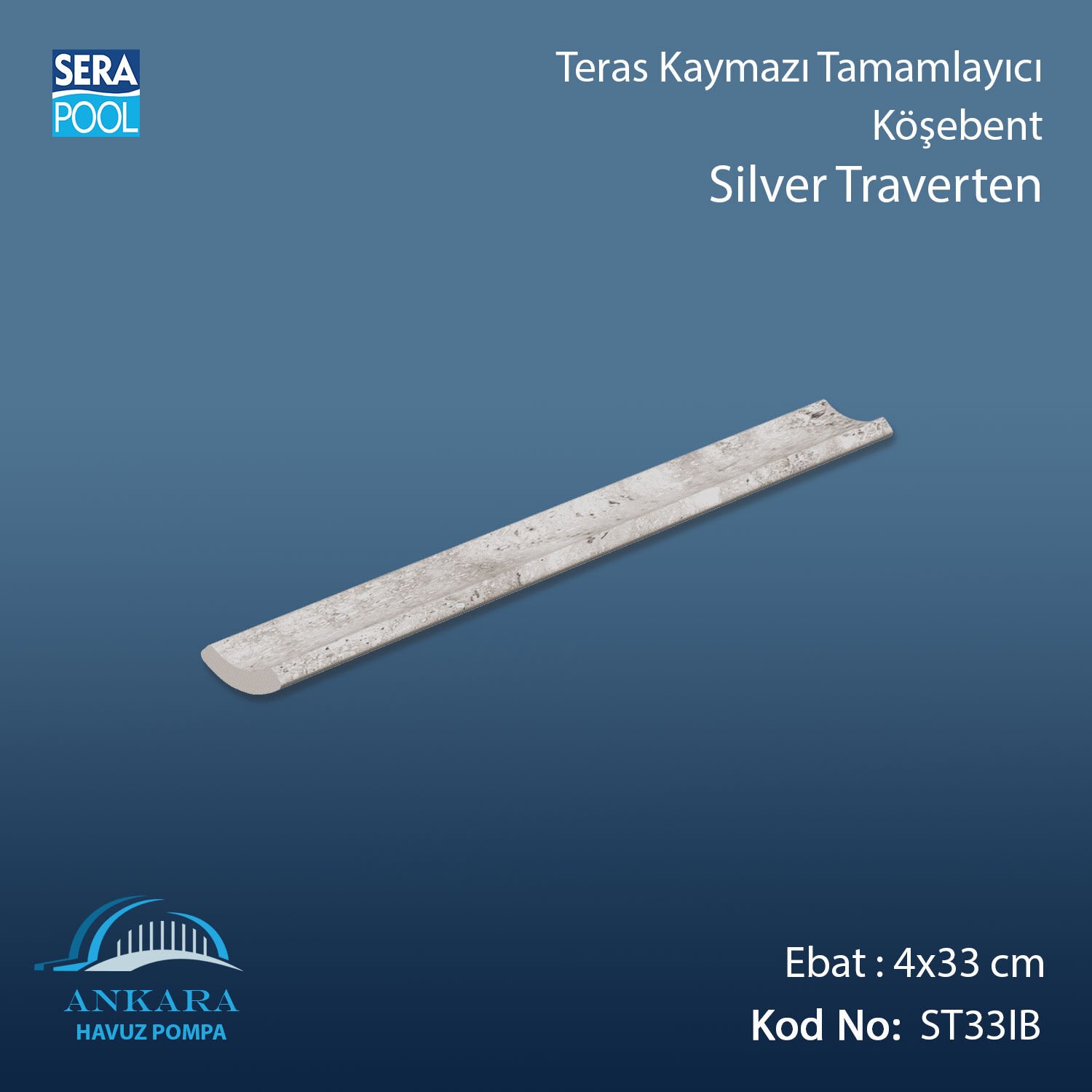 Silver Traverten 4x33 cm İç Bükey
