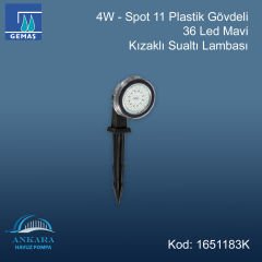 4W - Spot 11 Plastik Gövdeli 36 Led Mavi Kızaklı Sualtı Lambası