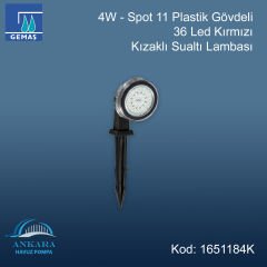 4W - Spot 11 Plastik Gövdeli 36 Led Kırmızı Kızaklı Sualtı Lambası