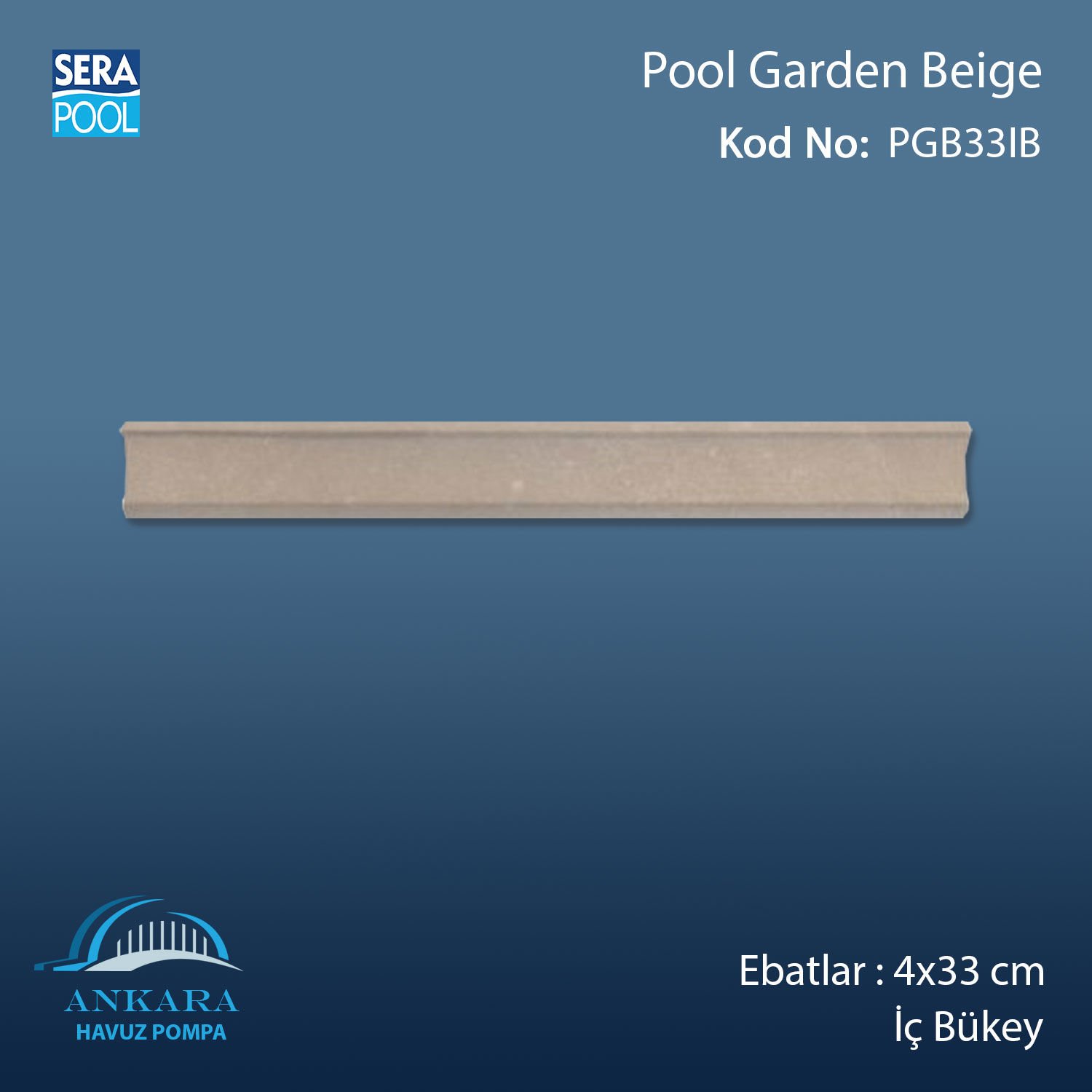 Pool Garden Beige 4x33 cm İç Bükey
