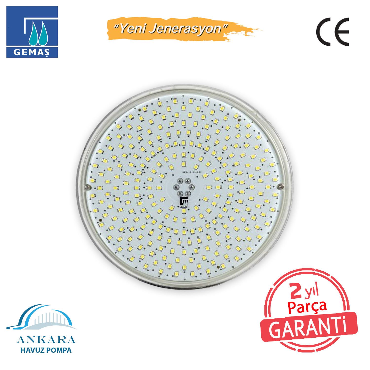 “SlimLED” Havuz Sualtı Aydınlatma Ampulü - Değişim Kiti. 81 LED, Tek Renkli Mavi
