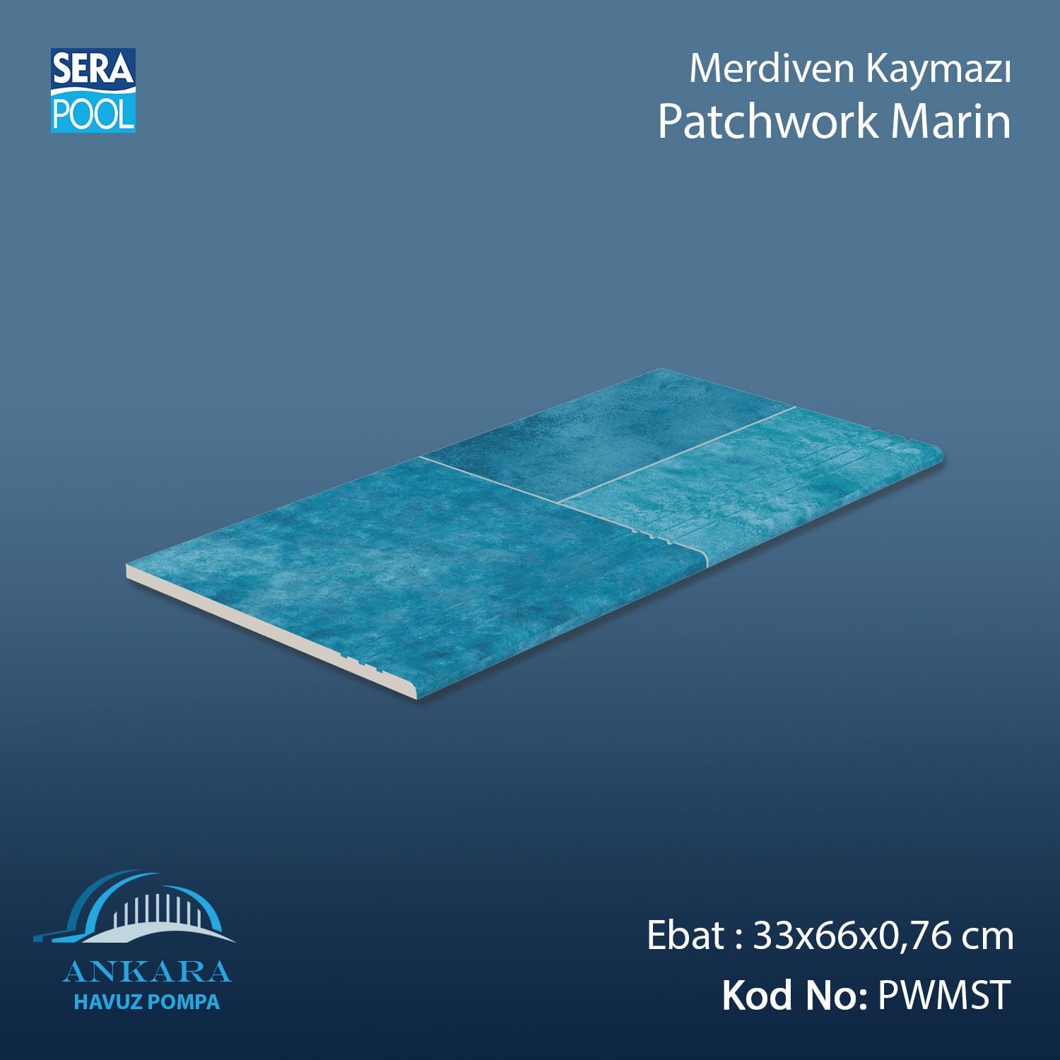 Patchwork Marin 33x66x0,76 cm Merdiven Kaymazı
