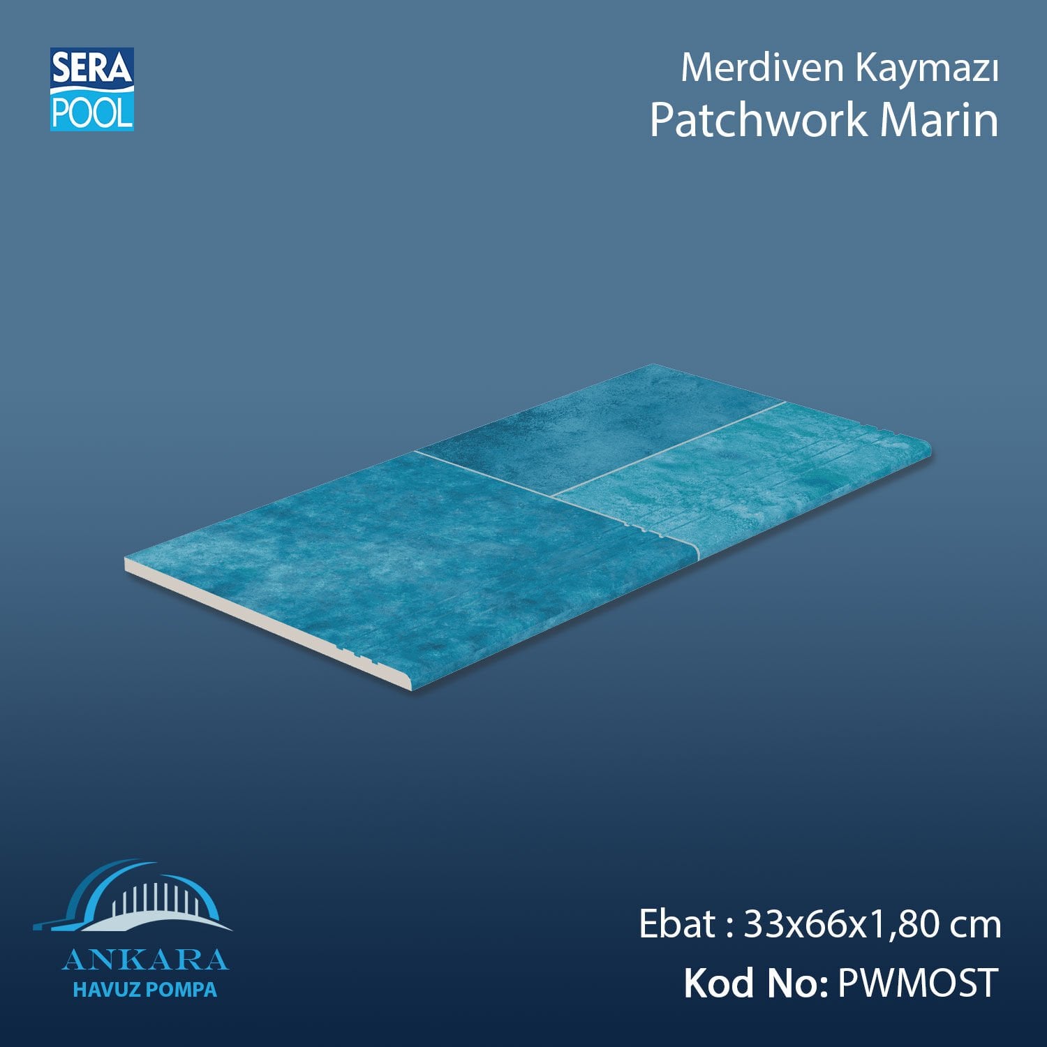 Patchwork Marin 33x66x1,80 cm Merdiven Kaymazı