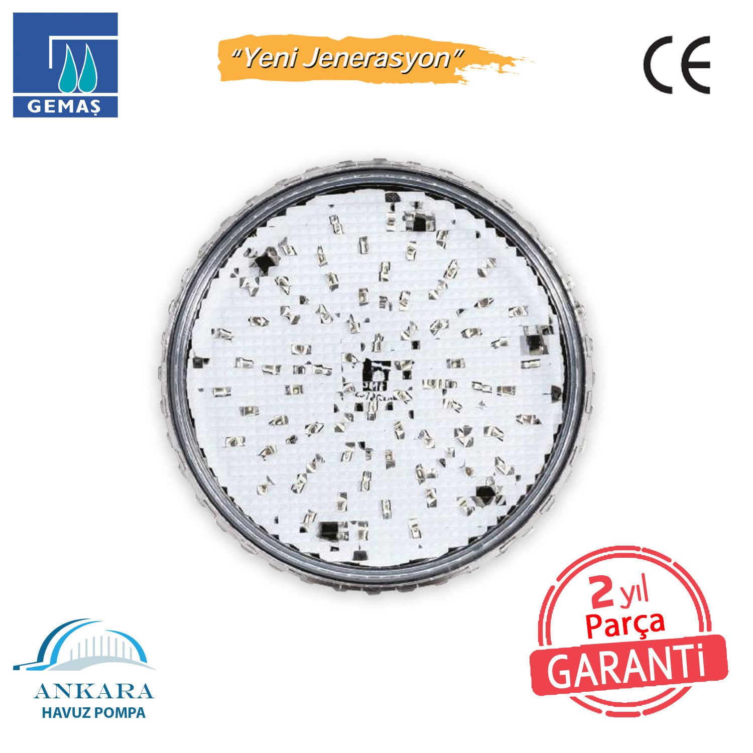 “ECOSlimLED” Havuz Sualtı Aydınlatma Ampulü - Değişim Kiti. 72 SMD LED, Tek Renkli Beyaz