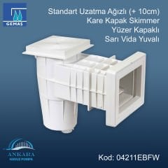 Standart Uzatma Agızlı (+10 cm) Skimmer - Kare Kapak Skimmer Yüzer Kapaklı Sarı Vida Yuvalı