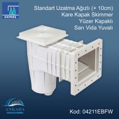 Standart Uzatma Agızlı (+10 cm) Skimmer - Kare Kapak Skimmer Yüzer Kapaklı Sarı Vida Yuvalı