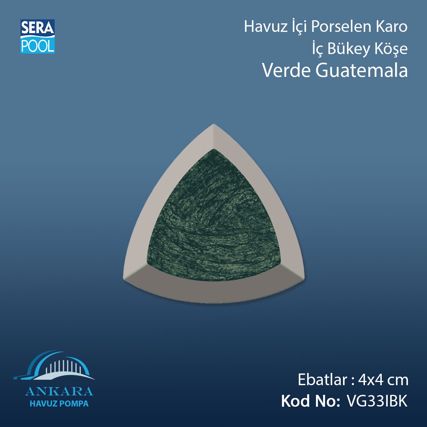 Verde Guatemala 4x4 cm İç Bükey Köşe