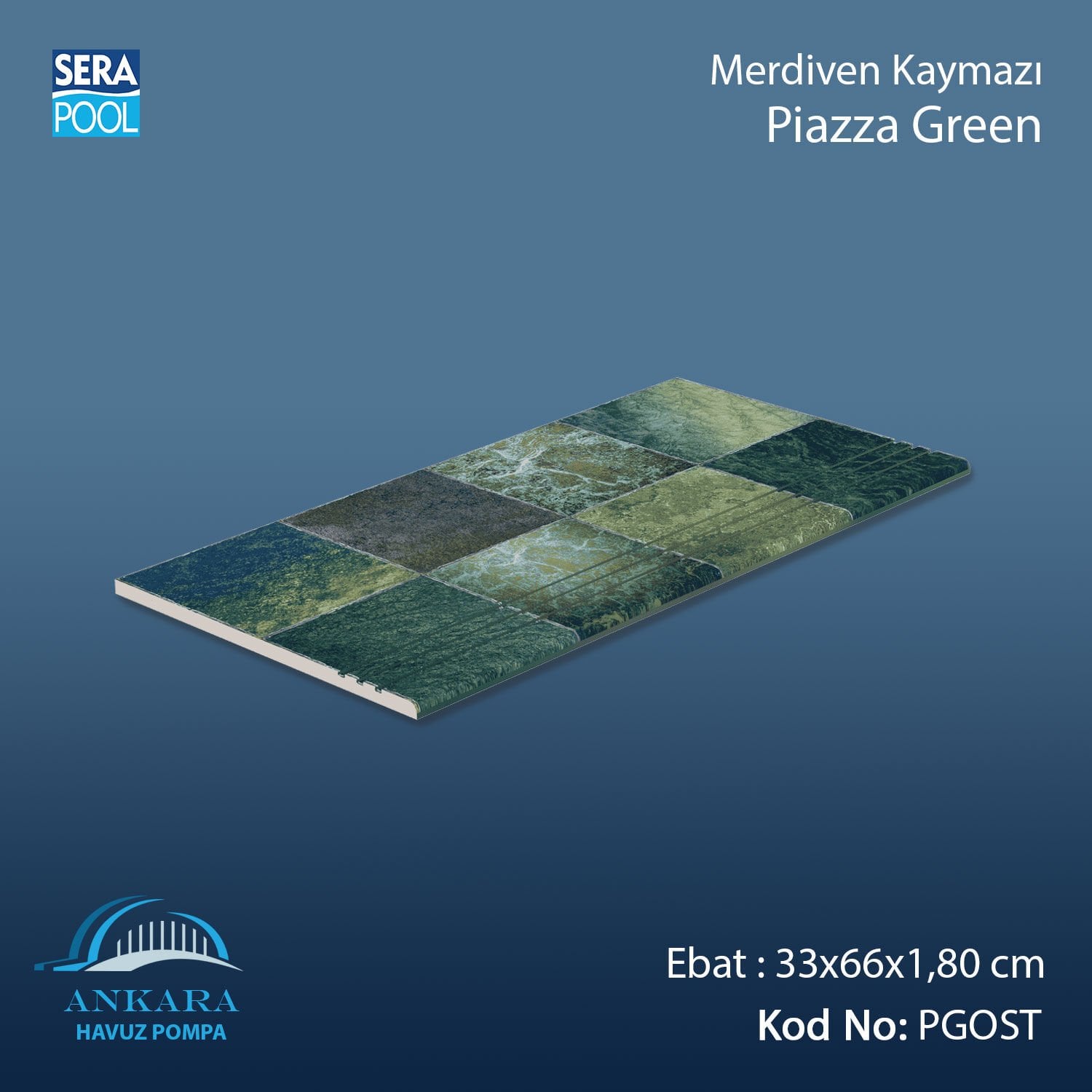 Piazza Green 33x66x1,80 cm Merdiven Kaymazı