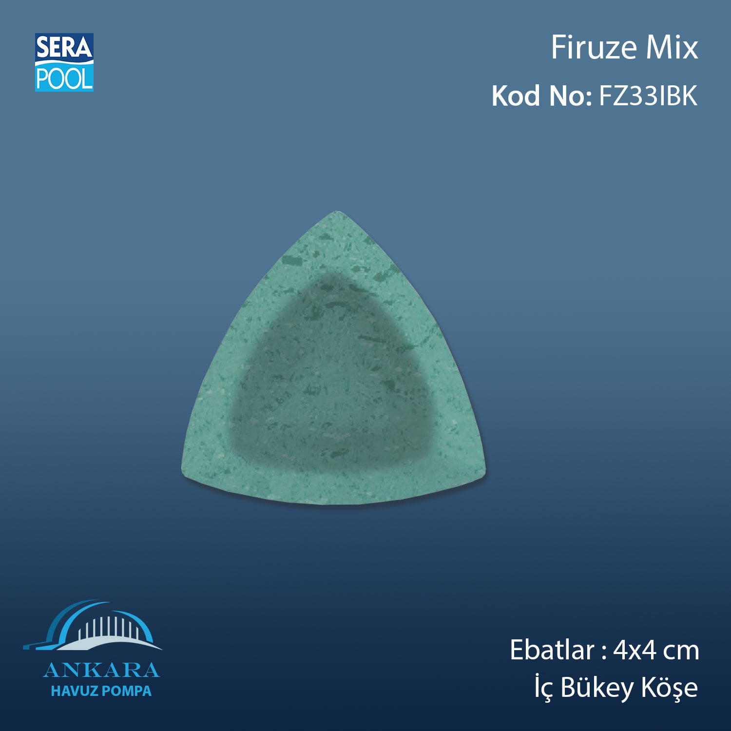 Firuze Mix 4x4 cm İç Bükey Köşe
