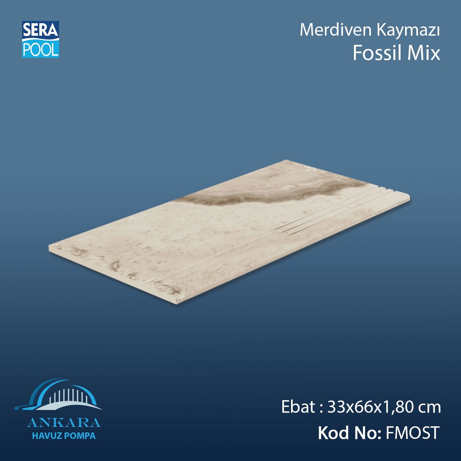 Fossil Mix 33x66x1,80 cm Merdiven Kaymazı