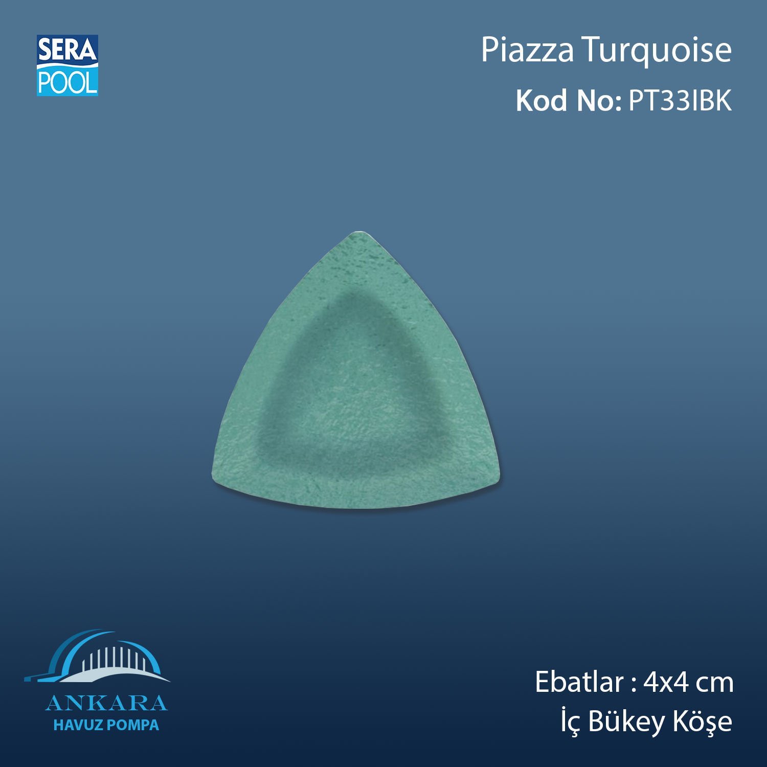 Piazza Turquoise 4x4 cm İç Bükey Köşe