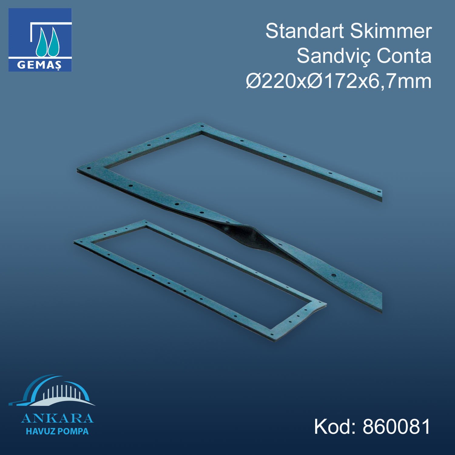 Skimmerler için Sandviç Contalar - Standart Skimmer Sandviç Conta Ø220xØ172x6,7mm