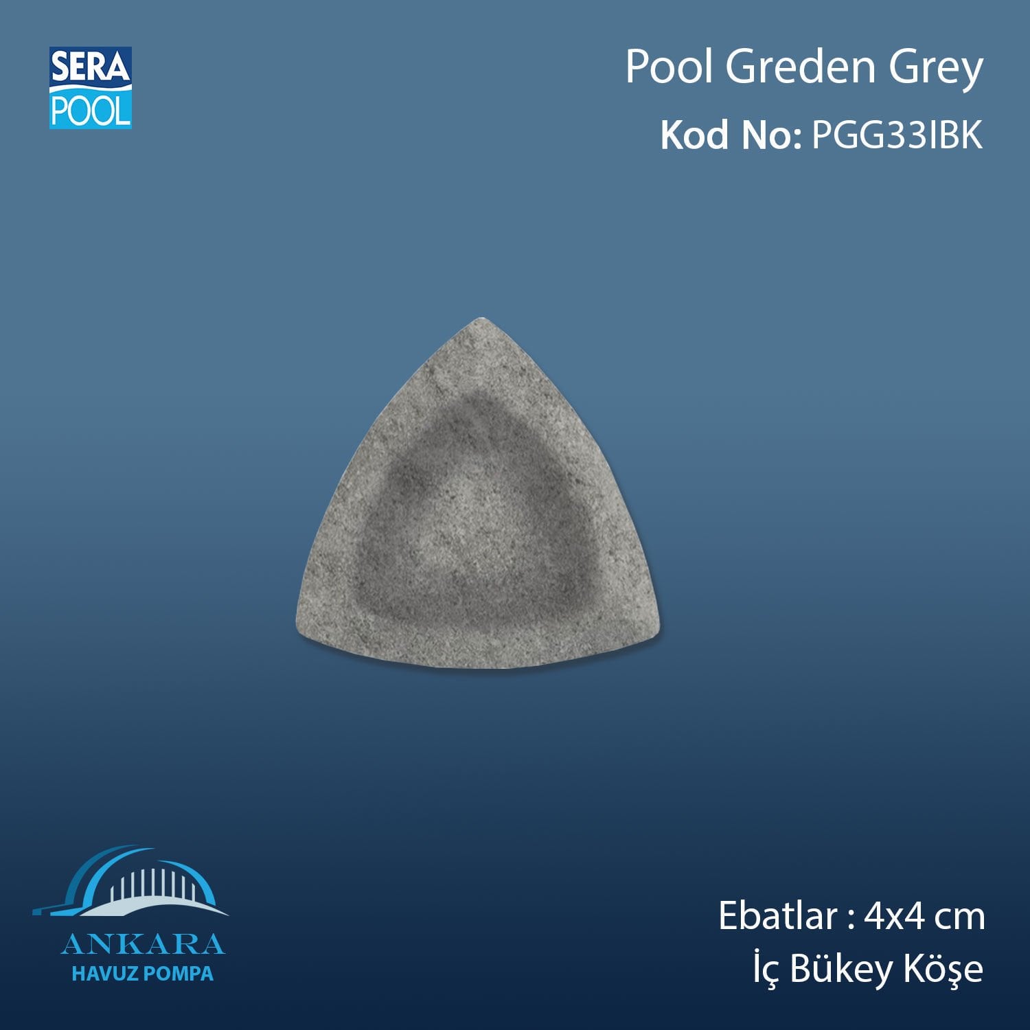 Pool Garden Grey 4x4 cm İç Bükey Köşe