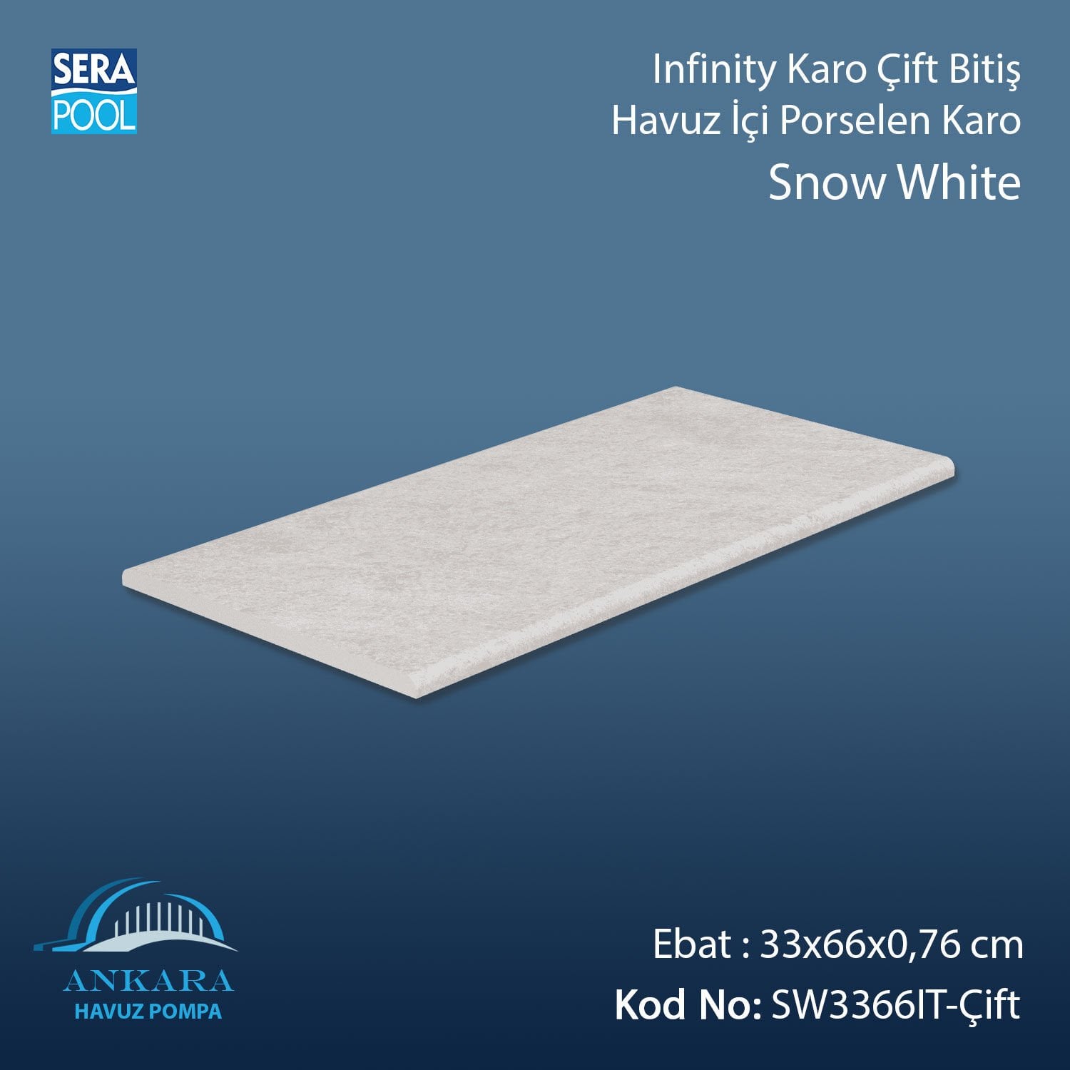 Snow White Infinity Kaymaz Karo Çift Bitiş 33x66x0,76 cm