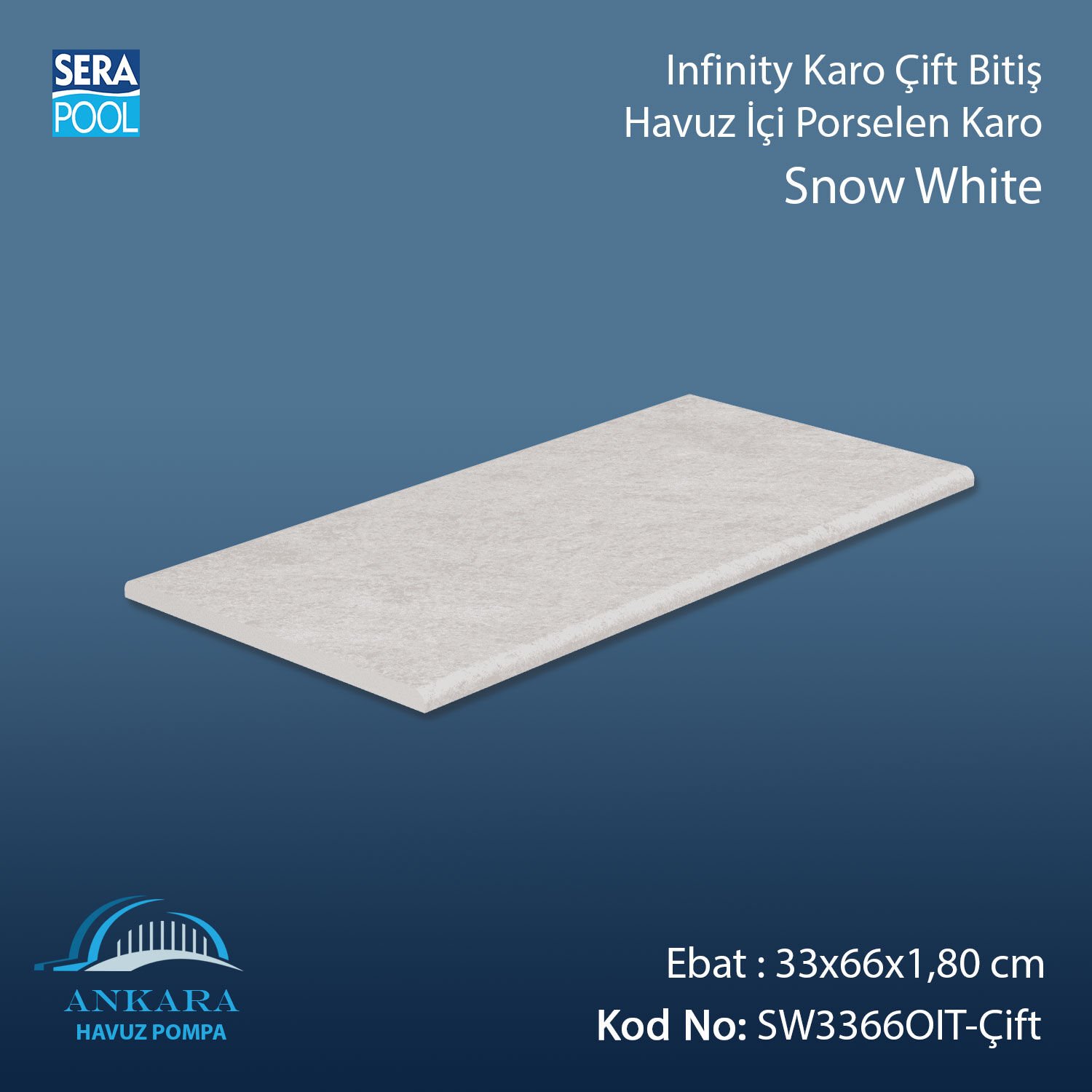 Snow White Infinity Kaymaz Karo Çift Bitiş 33x66x1,80 cm