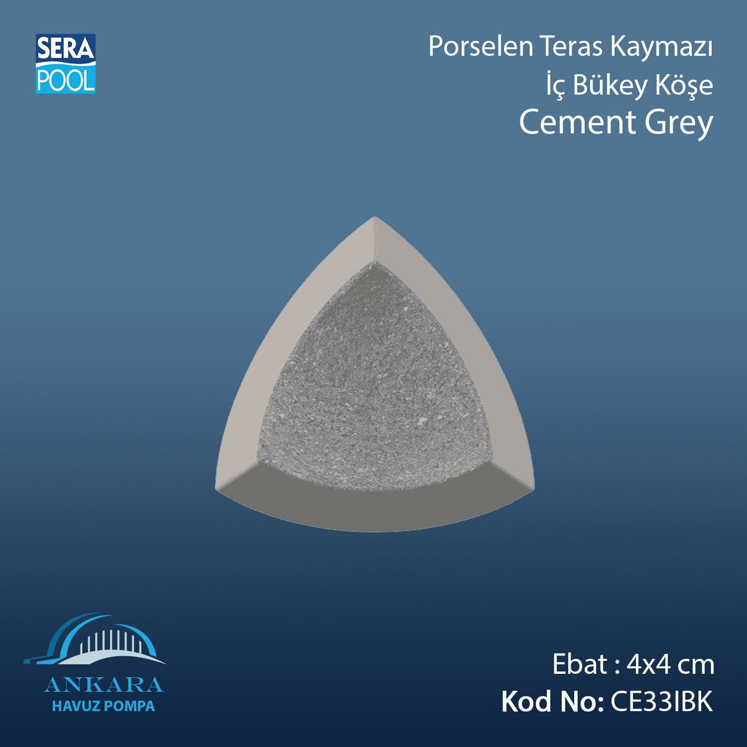 Cement Grey 4x4 cm İç Bükey Köşe