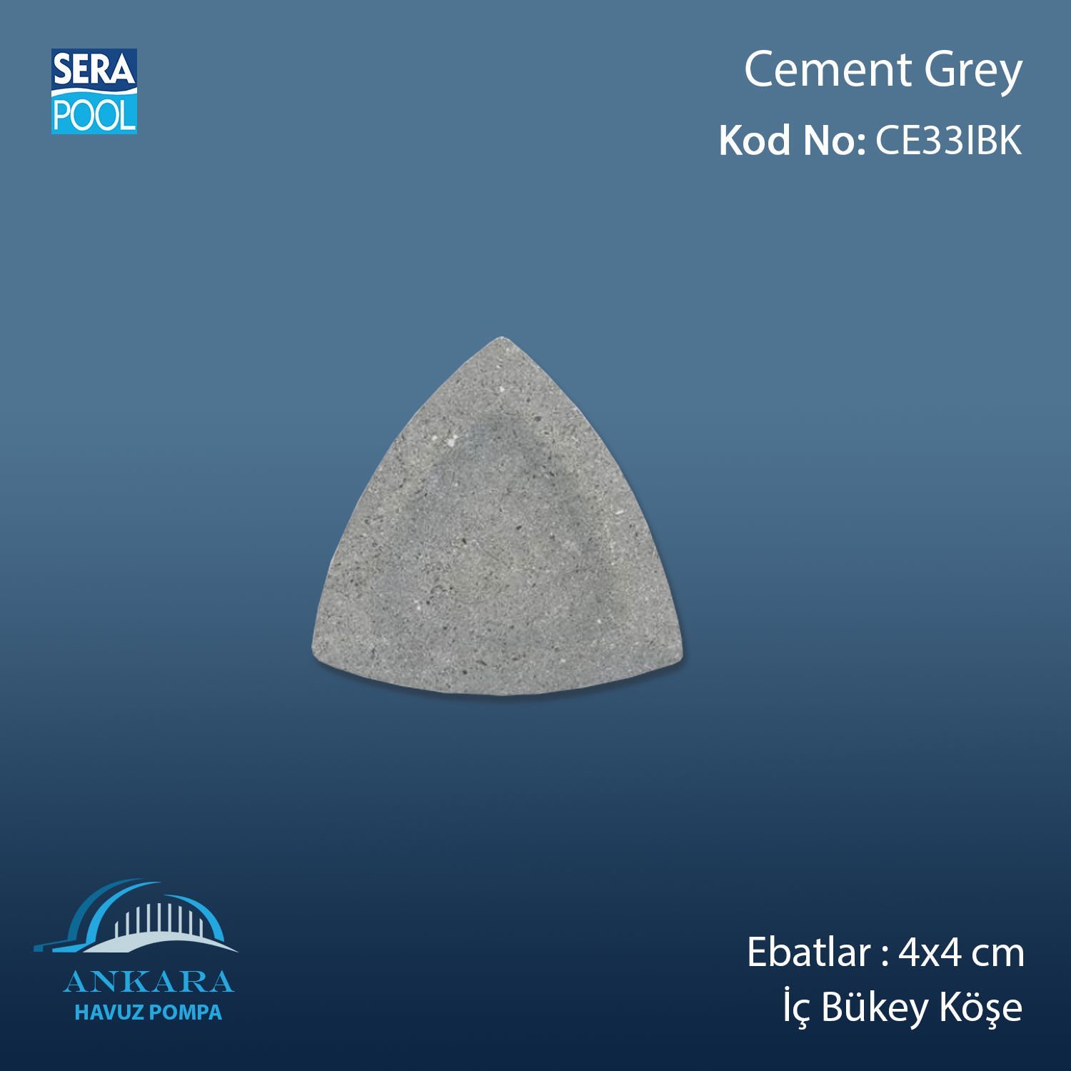 Cement Grey 4x4 cm İç Bükey Köşe