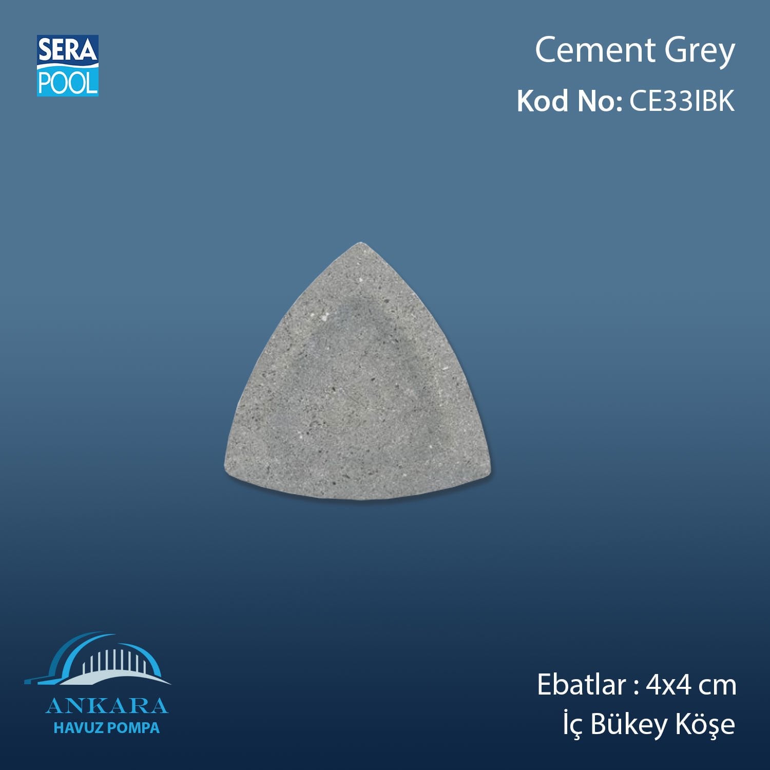 Cement Grey 4x4 cm İç Bükey Köşe