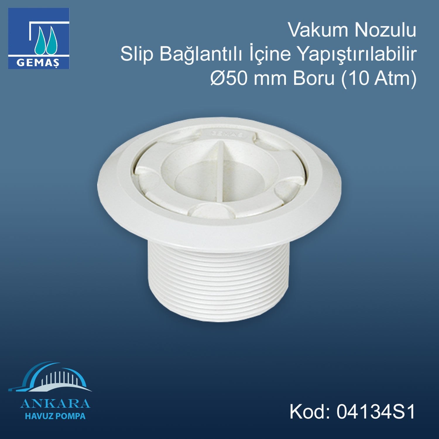 Vakum Nozulu - slip bağlantılı içine yapıştırılabilir Ø 50 mm boru (10 atm)