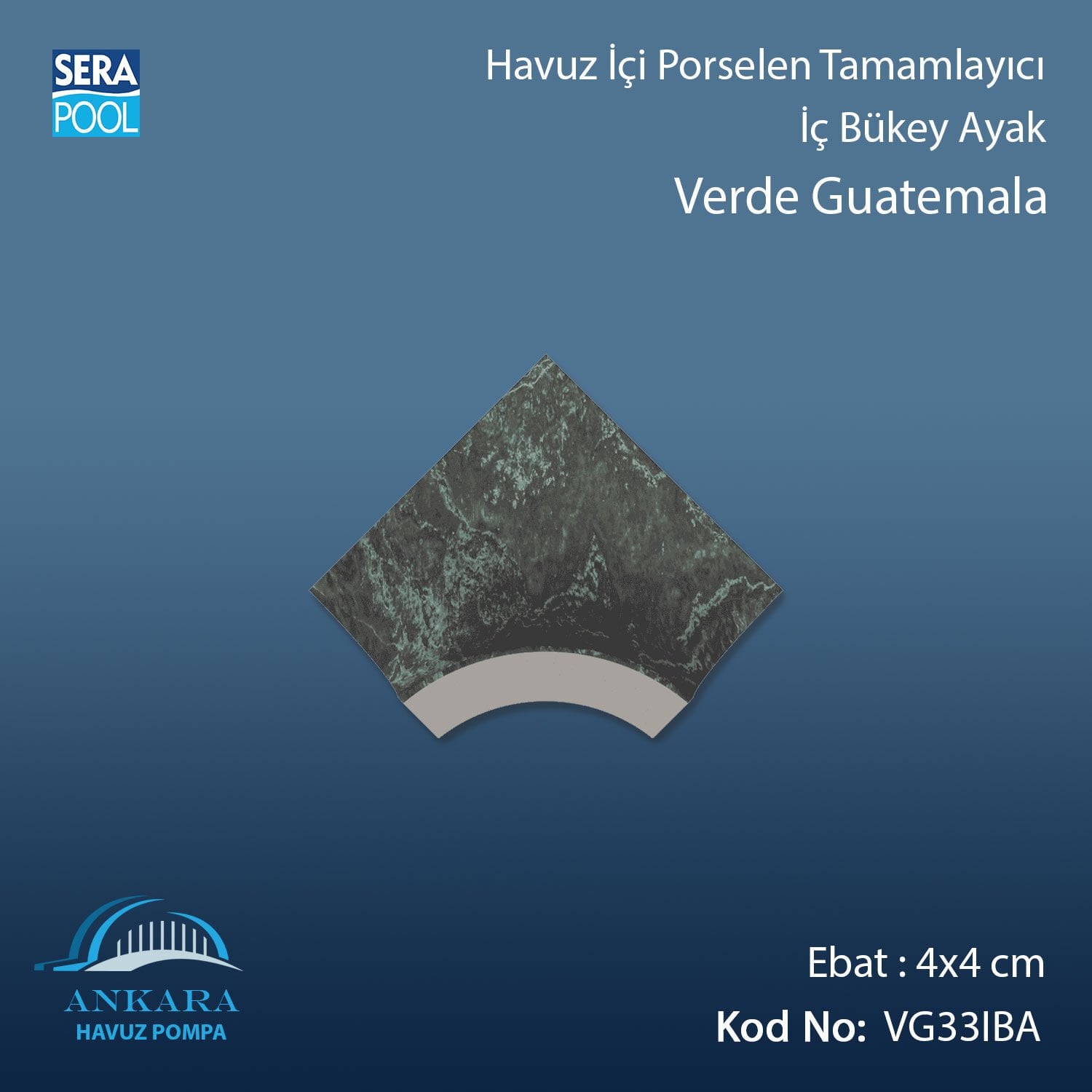Verde Guatemala 4x4 cm İç Bükey Ayak