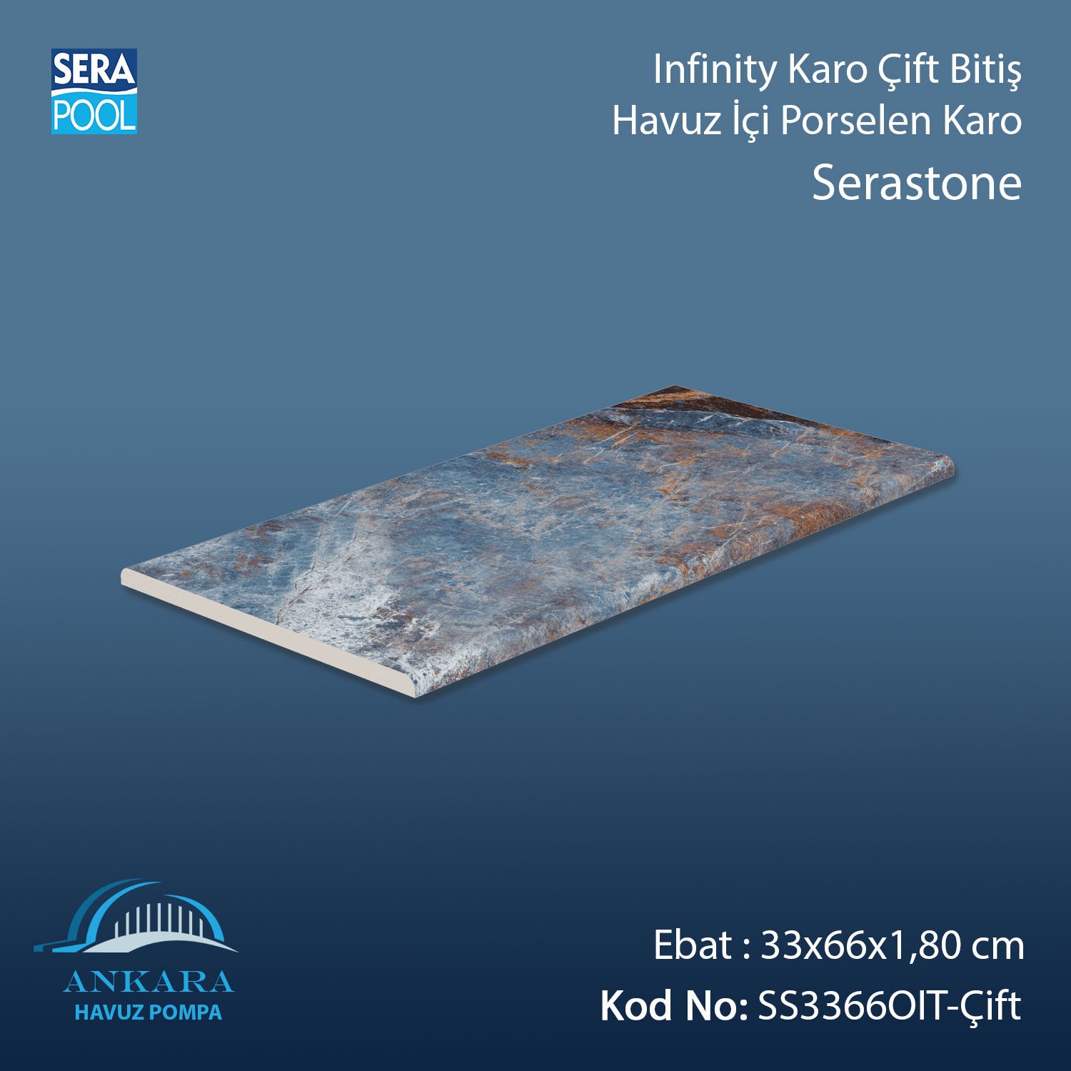 Serastone Infinity Kaymaz Karo Çift Bitiş 33x66x1,80 cm