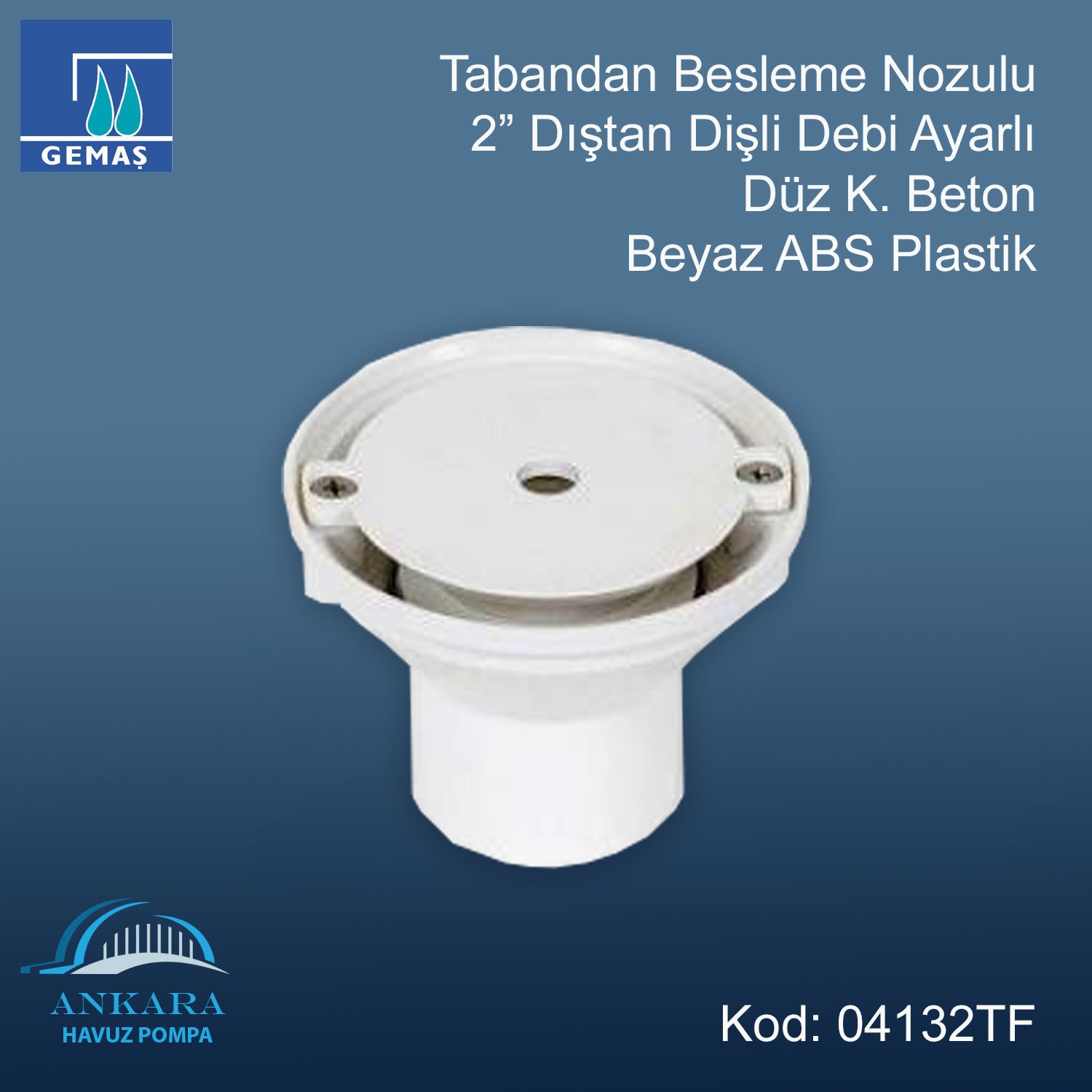 Tabandan Besleme Nozulu - Debi Ayarlı - Tabandan Besleme Nozulu 2'' Dış Dişli Debi Ayarlı Düz K. Beton
