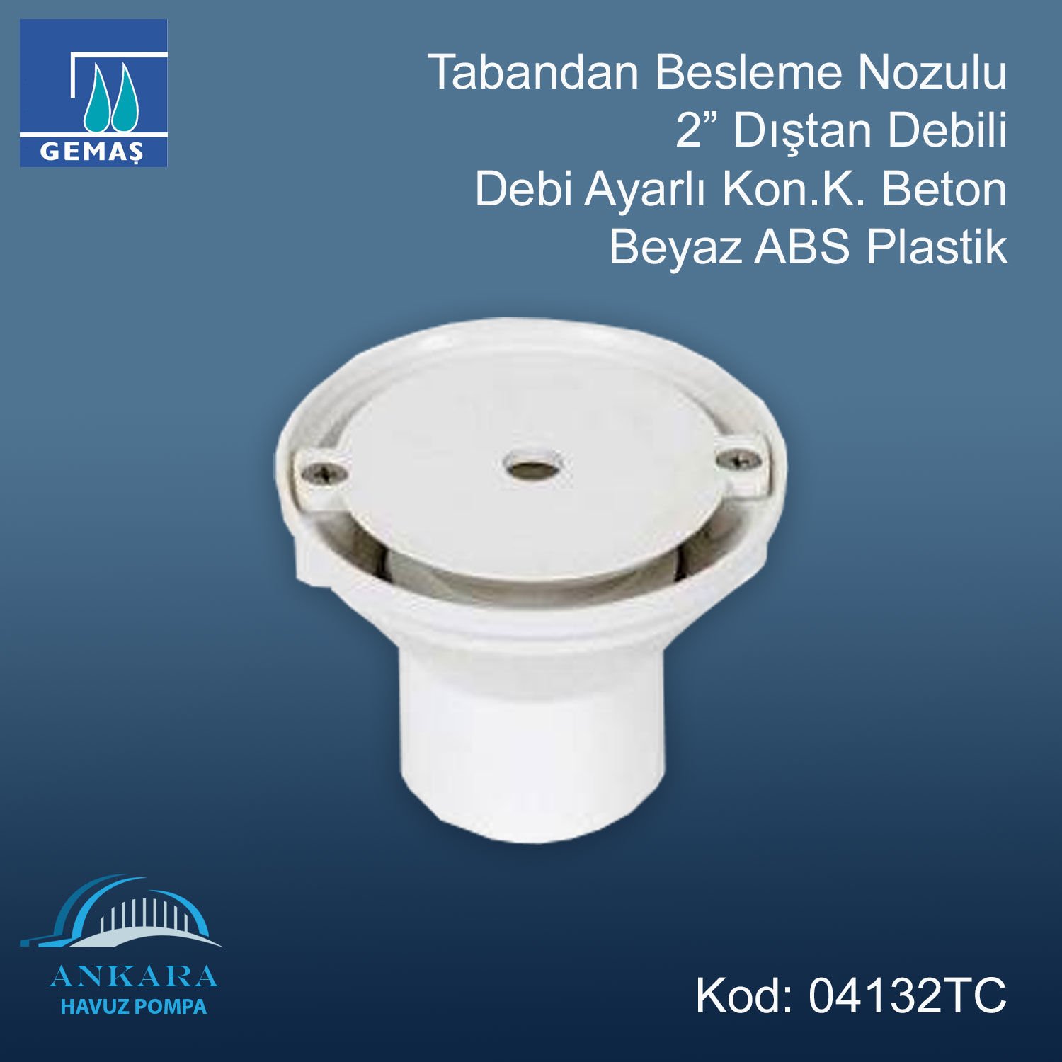 Tabandan Besleme Nozulu - Debi Ayarlı - Tabandan Besleme Nozulu 2'' Dış Dişli Debi Ayarlı Kon. K. Beton
