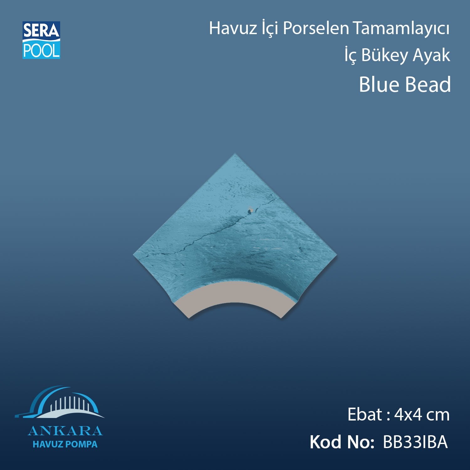 Blue Bead 4x4 cm İç Bükey Ayak
