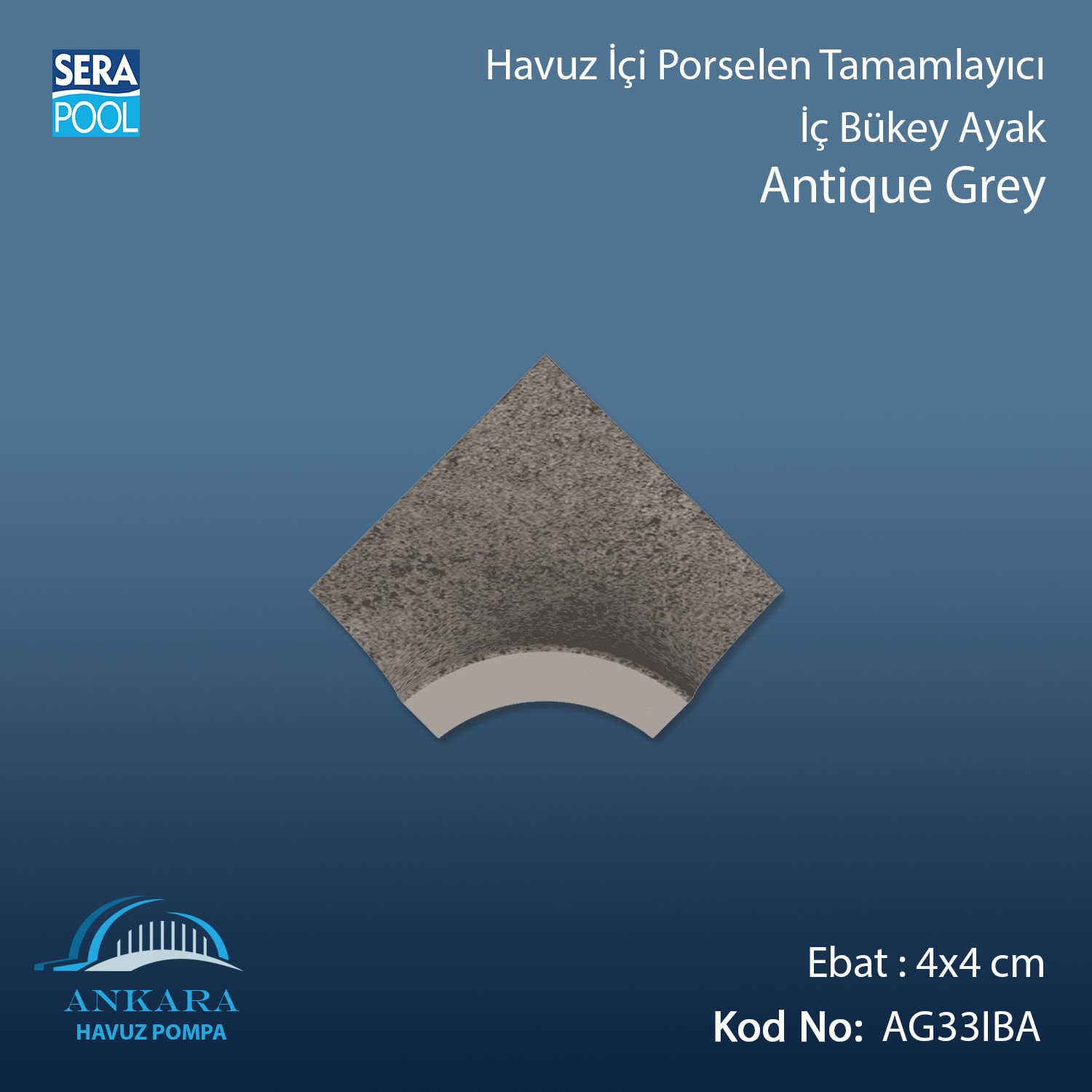 Antique Grey 4x4 cm İç Bükey Ayak