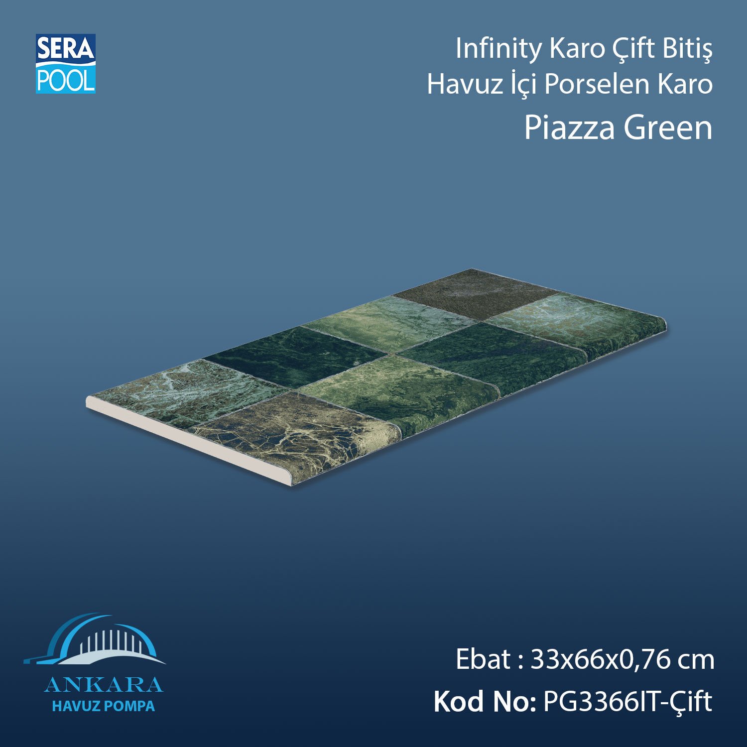 Piazza Green Infinity Kaymaz Karo Çift Bitiş 33x66x0,76 cm