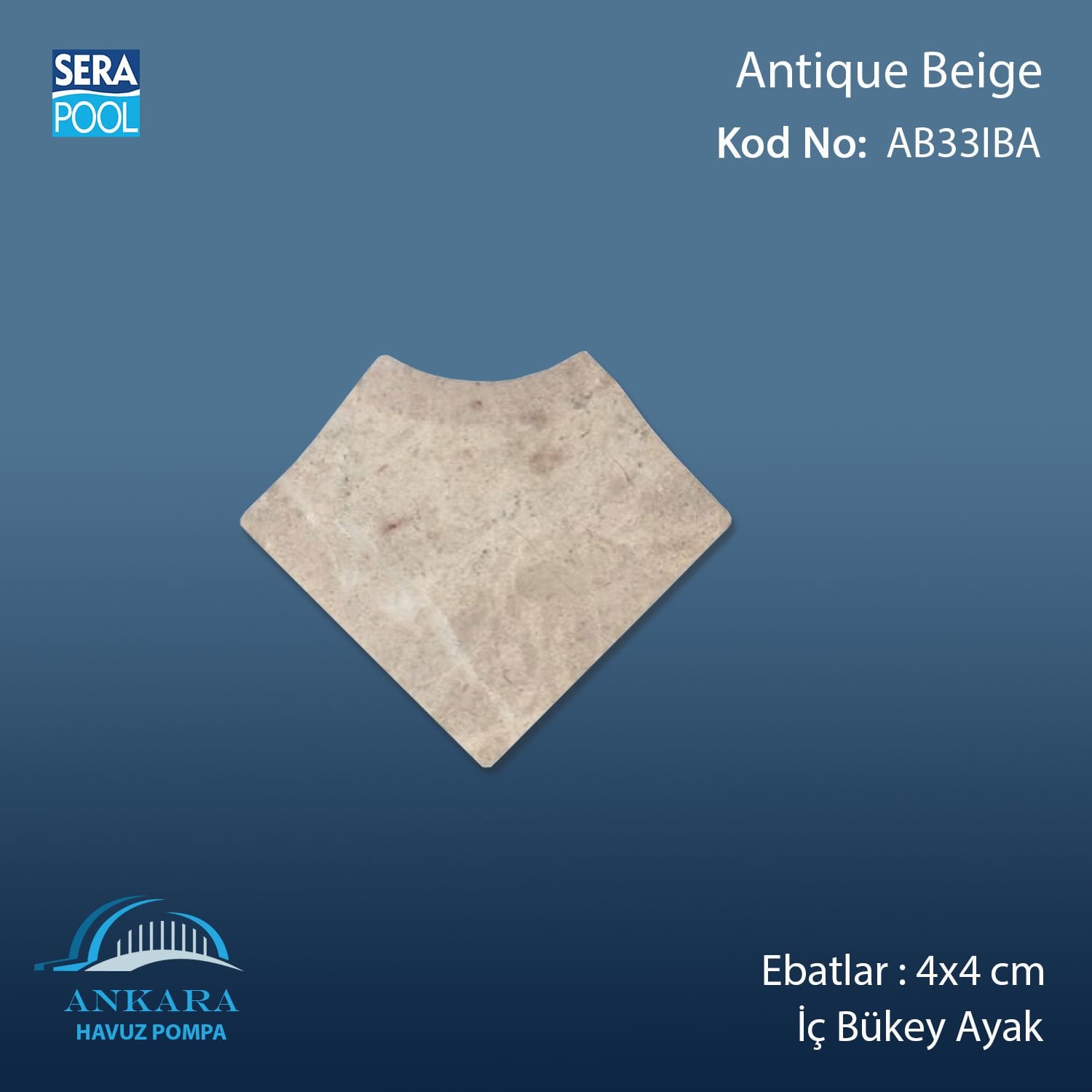 Antique Beige 4x4 cm İç Bükey Ayak