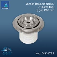 Paslanmaz Çelik Yandan Besleme Nozulu - 2”- dıştan dişli - iç çap Ø 50 mm