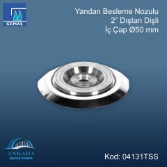 Paslanmaz Çelik Yandan Besleme Nozulu - 2”- dıştan dişli - iç çap Ø 50 mm