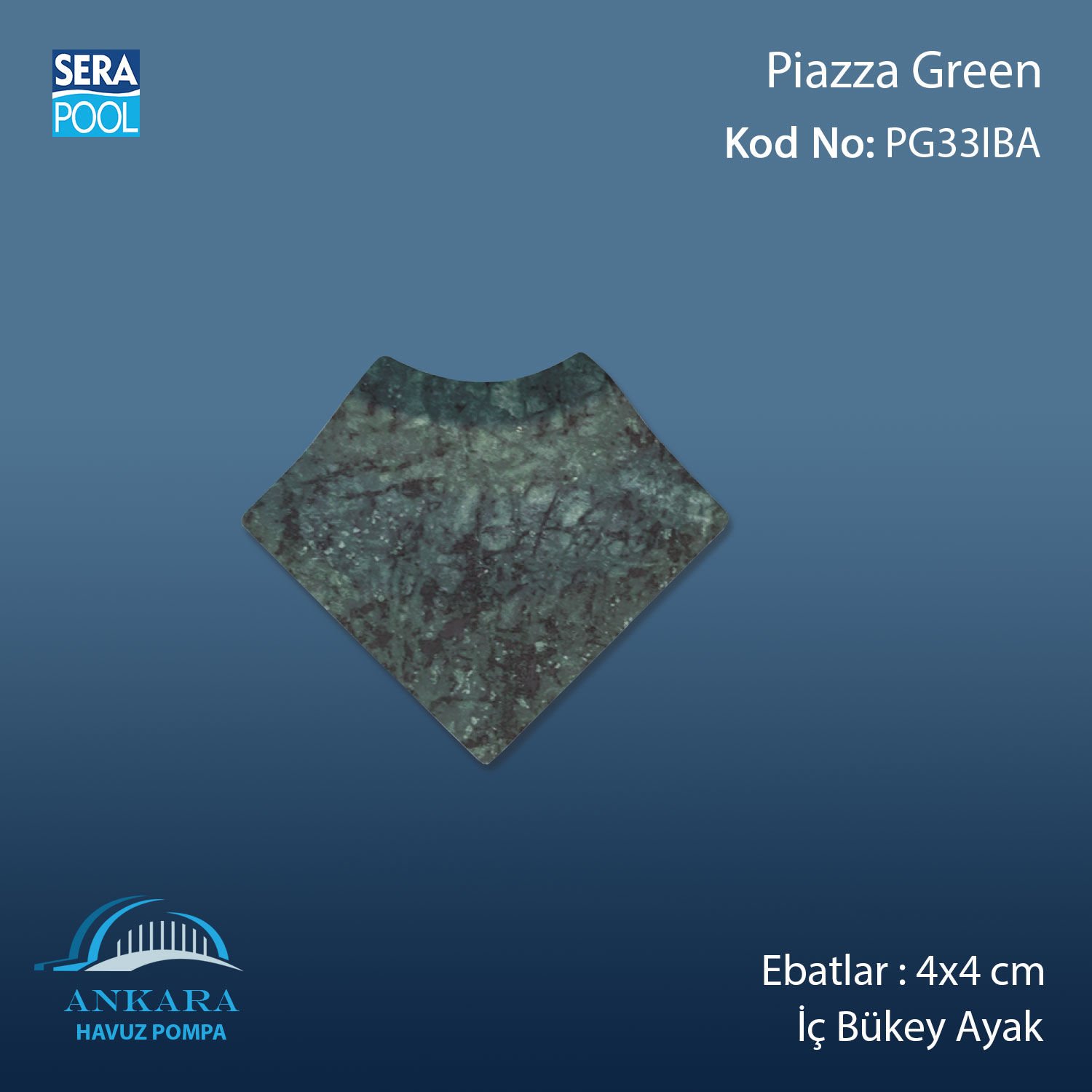 Piazza Green 4x4 cm İç Bükey Ayak