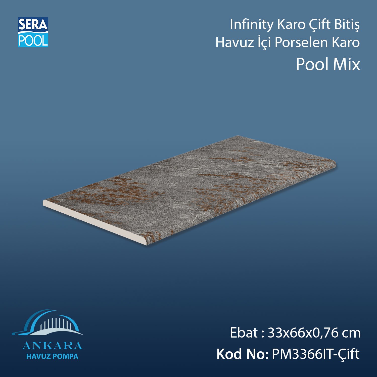 Pool Mix Infinity Kaymaz Karo Çift Bitiş 33x66x0,76 cm