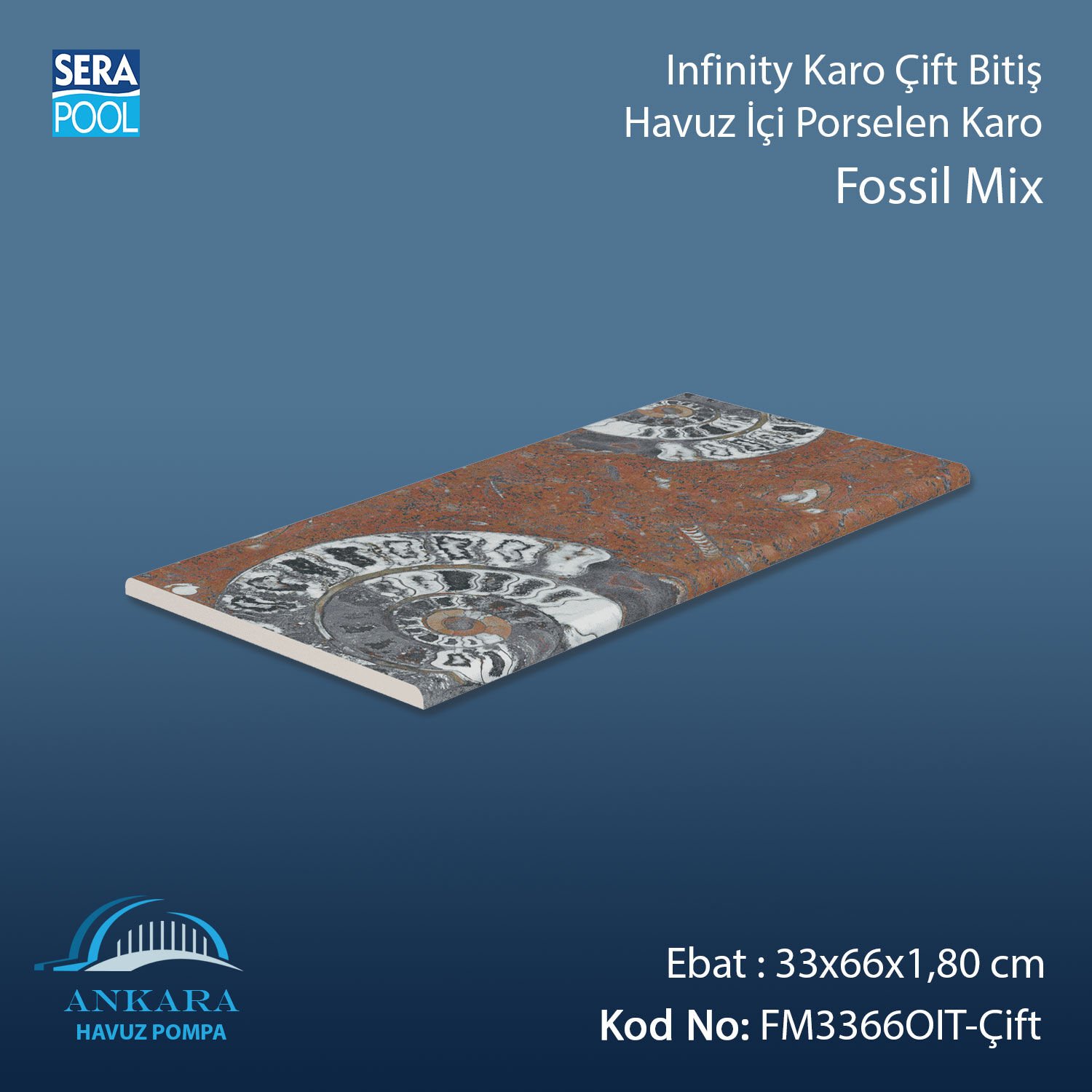 Fossil Mix Infinity Kaymaz Karo Çift Bitiş 33x66x1,80 cm